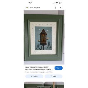 Warren Kimble birdhouse print American Folk Art